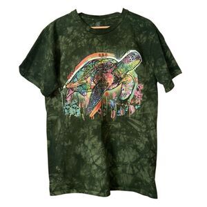 The Mountain sea turtle moody gardens retro classic cotton T-shirt green size la